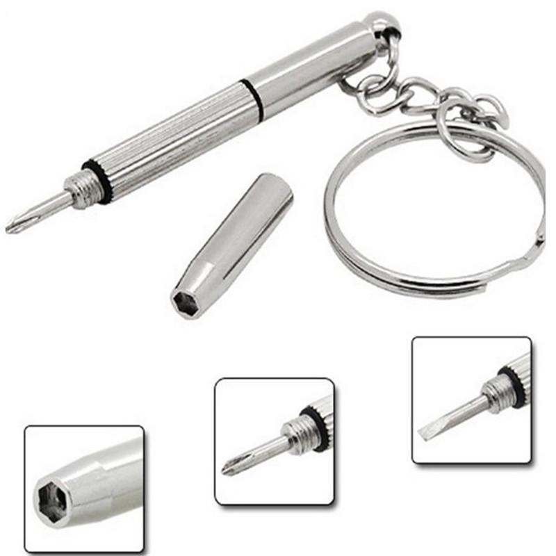 2 Pcs Portable Triple Multifunction Screwdriver Phillips Flathead Keychain Repair Mobile Phone Watch.