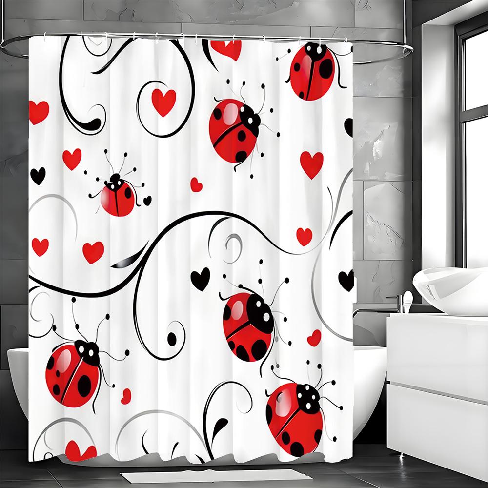 

Занавеска для душа Seven Star Ladybug Love, Декоративная занавеска для ванной комнаты, Водонепроницаемая занавеска для душа с крючками 90*180cm