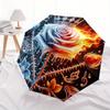 1pc Flaming Ice Rose Symphony Umbrella with Plastic Handle,Suitable for All Seasons Home Travel Outdoor UmbrellaB1879
