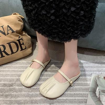 Напівтапочки Baotou, жіночий весняно-осінній одяг 2024, нове повсякденне взуття для вагітних на плоскій підошві, ледачі туфлі Muller, напівдраг, одинарні туфлі