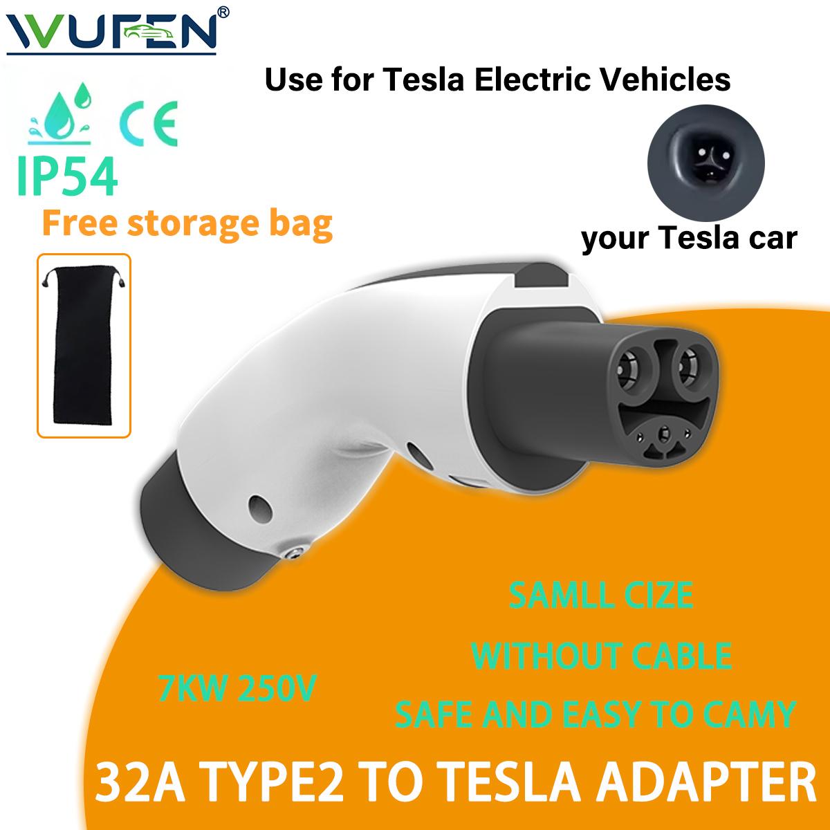 

WUFEN 250V Type2 to NACS EV Adapter 32A 7KW from IEC62196-2 Charger to Tesla EV Charging Converter for US Tesla Model 3/Y/S/X