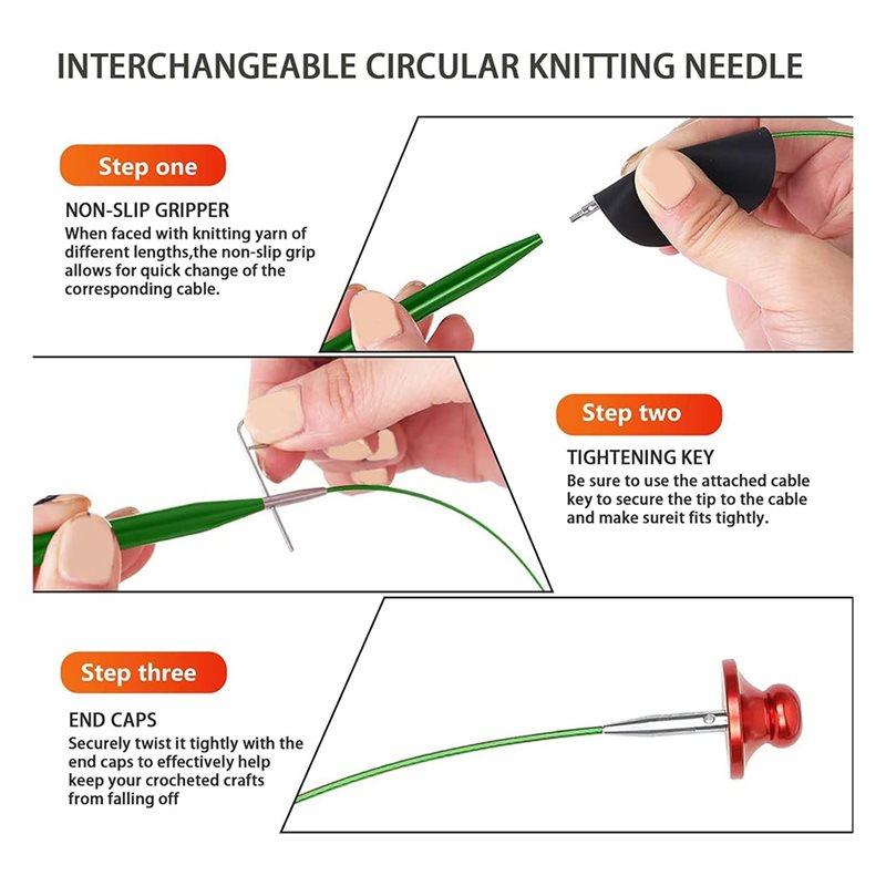 Aluminum Circular Knitting Needles Set Interchangeable 13 Pairs Of 4 Inch Alumina Needles