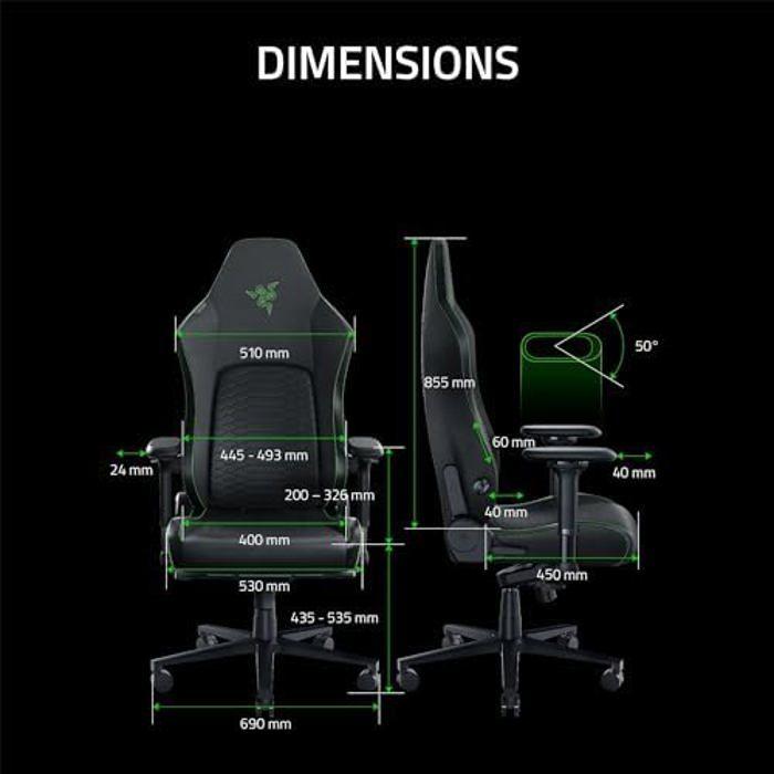 Chaise de Jeu Razer Iskur V2 - Cuir synthétique de qualité EPU - Support Lombaire Adaptatif - Accoudoirs 4D