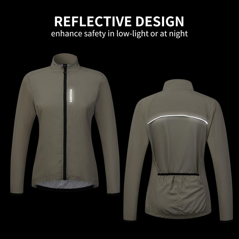 Wosawe Mulheres reflexiva jaqueta de ciclismo mtb bicicleta manga longa blusão casaco respirável leve jaqueta esportes wear roupas malha