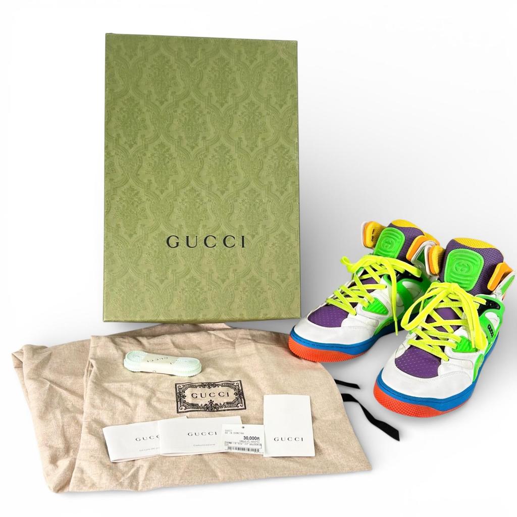 Pristine GUCCI High Cut Sneakers BASKET Vintage Processing Multicolor 37 661310 Used