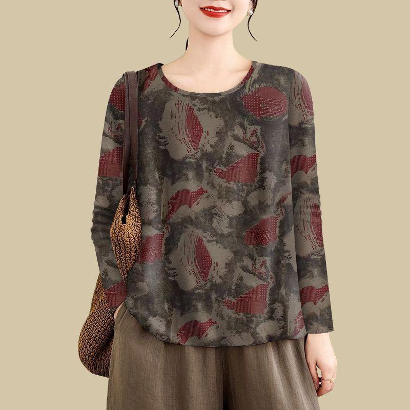 T-Shirt Tops Women Blouse Oversized Comfortable Stretch Long Sleeve T-Shirt Round Neck Loose Tops