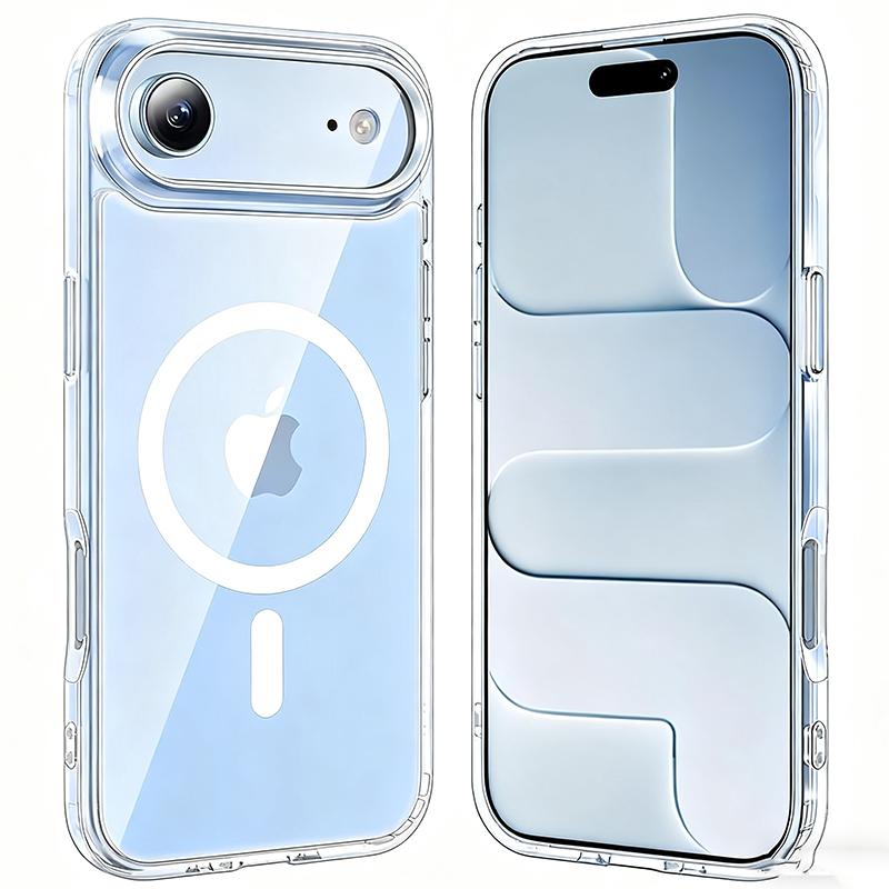 Military Grade Acrylic Case for iPhone 17 Pro Max 17Air Back Cover Magsafe Shockproof Transparent Hybird PC Case for iPhone 17