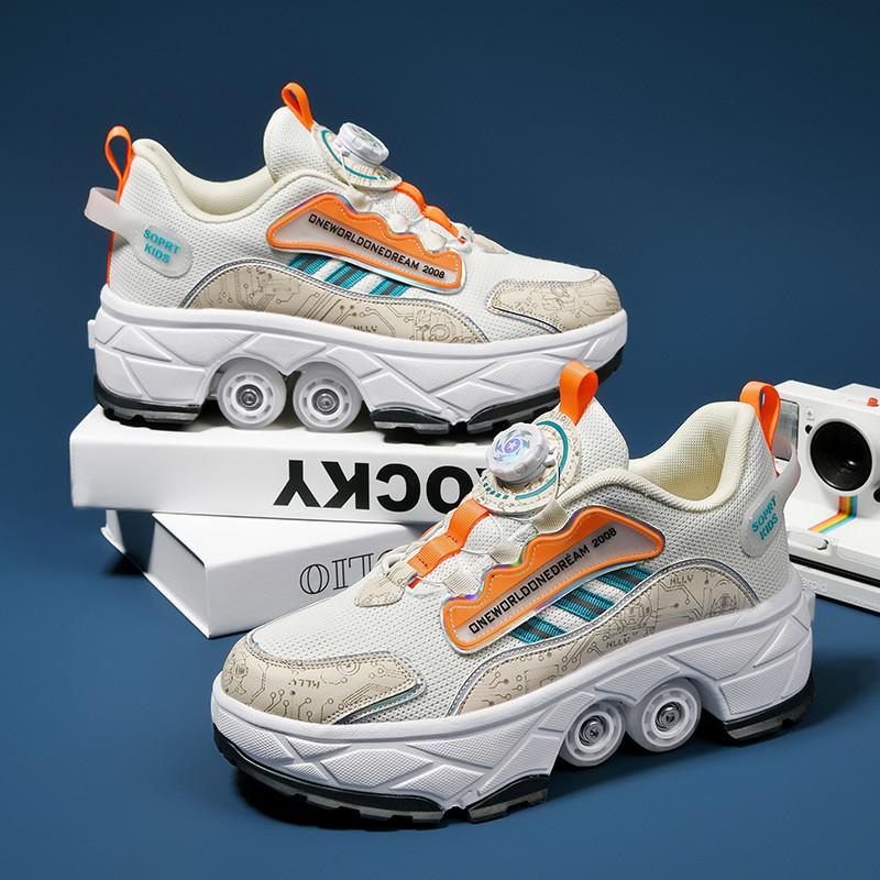 New Double-Row Four-Wheel Roller Skating Shoes Dual-Use Roller Shoes Men Women Sneakers Sport Dog walking training running shoes