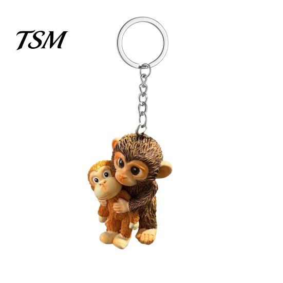 Small Monkey Lover Gift 3D Punch Keychain, Protect The Hanging Ornament, Orangutan Plush Toy Accessory Cute Resin And Keyring for Backpack Purse