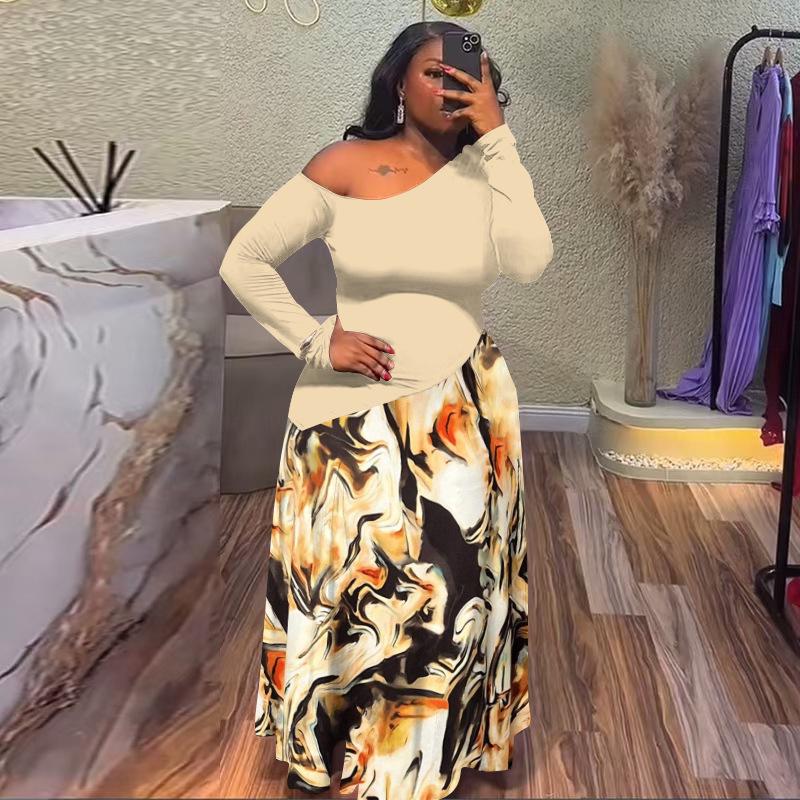 8162 Frühling/Sommer Damen Slim-Fit Patchwork-Print Kleid - Europäischer/Amerikanischer Stil