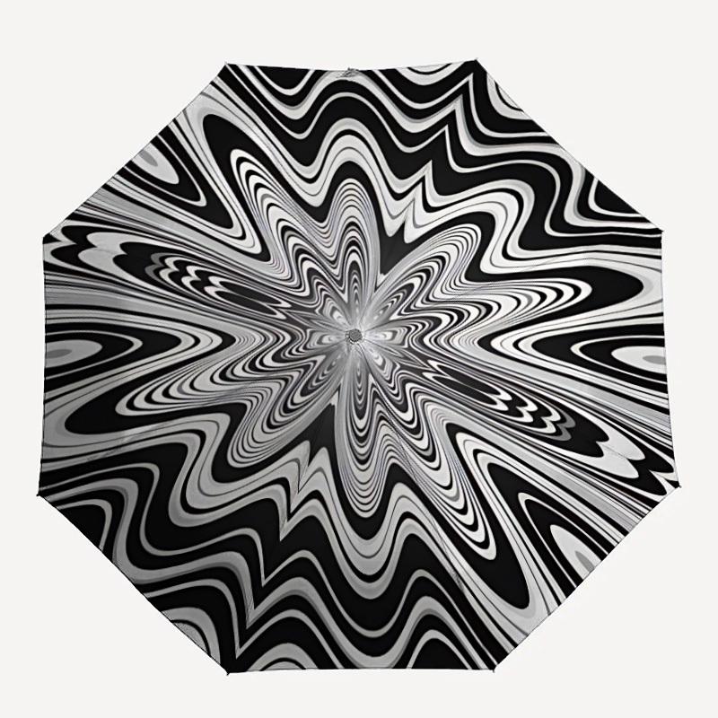 

1pc Optical Illusion Pattern Automatic Open/Close Umbrella, Compact Travel Umbrella, 8-Rib Sturdy Frame - Ideal Gift for Friends yy251118040