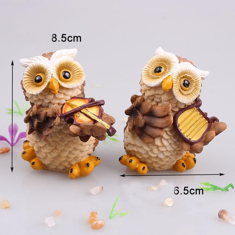 Pinenjoy Animal Figurines, Miniature Owl Ornaments, Animal Mascots, Cute and Stylish Owl Ornaments with Lights, Perfect for Gardens, Balconies, and En