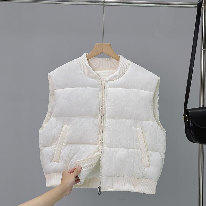 Cotton Vest Women's Autumn and Winter New Stand-up Collar Small Short Thickened Cotton Vest Jacket Tide
