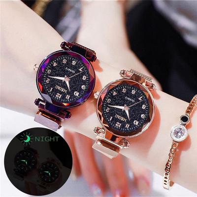 Fashion Star Magnet Buckle Net with Wild Ladies Watch