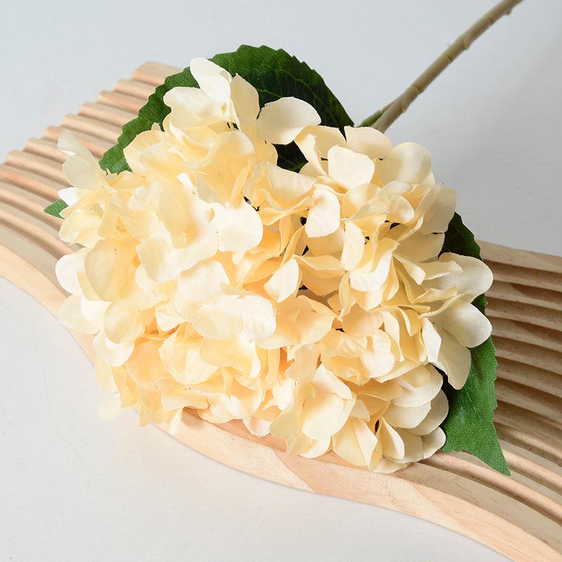 Artificial Hydrangea Single Stem with Leaves - Fake Flower for Wedding, Home, and Photography Decor