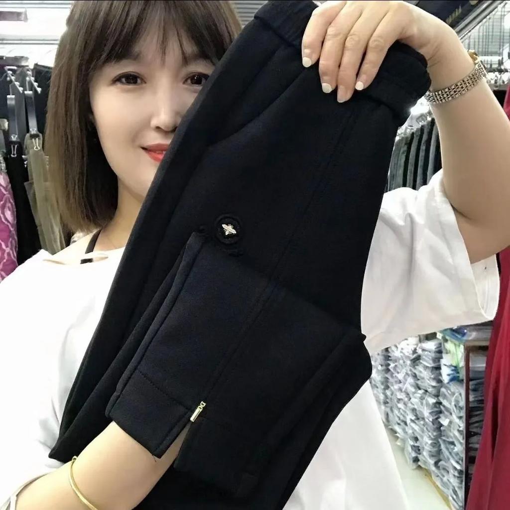 Autumn Winter Item High Elasticity Slim Thick Straight Leg Pants Loose Straight Leg Pants Harun Versatile Slim Pants