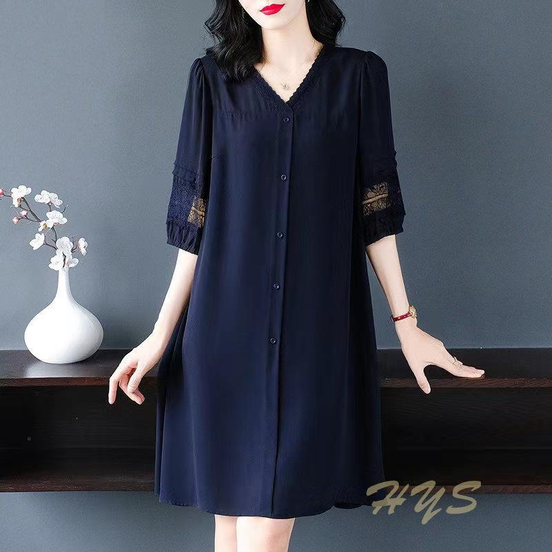 Black Loose Maternity Dress Summer Style Mommy Midi Dress Women Plus Size Clothing V-neck Short Sleeve Fashionable Dress