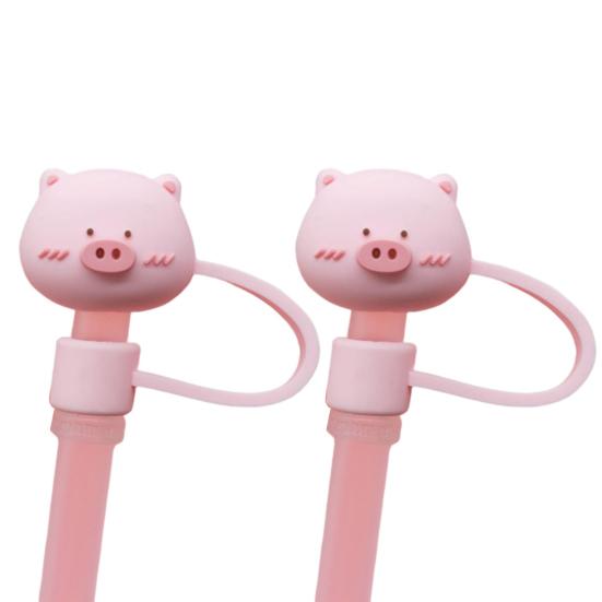 

2 шт. многоразовые заглушки для трубочек без запаха, милые, мягкие, нескользящие, пылезащитные, силиконовые, с мультяшным дизайном, крышки для трубочек для ежедневного использования J