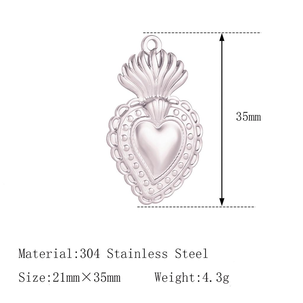 3Pcs Large Heart/Sun Face/Flower Charms Stainless Steel Rectangle Big Pendants for Jewelry Connector DIY Necklace Jewelry Making