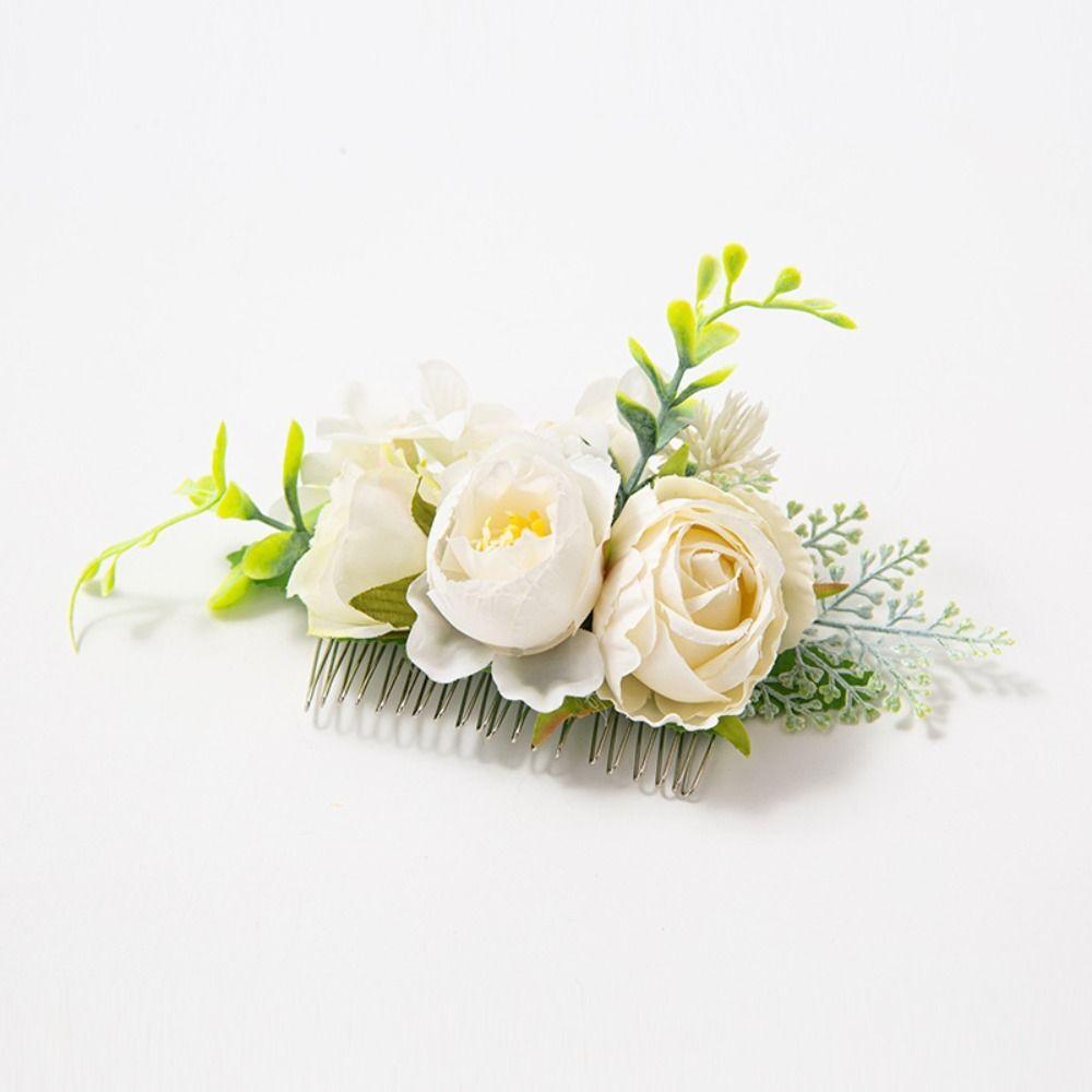 Bridal Crystal Hair Ornaments Flower Leaf  Hair Comb Flower Hair Comb Bridal Hair Accessories