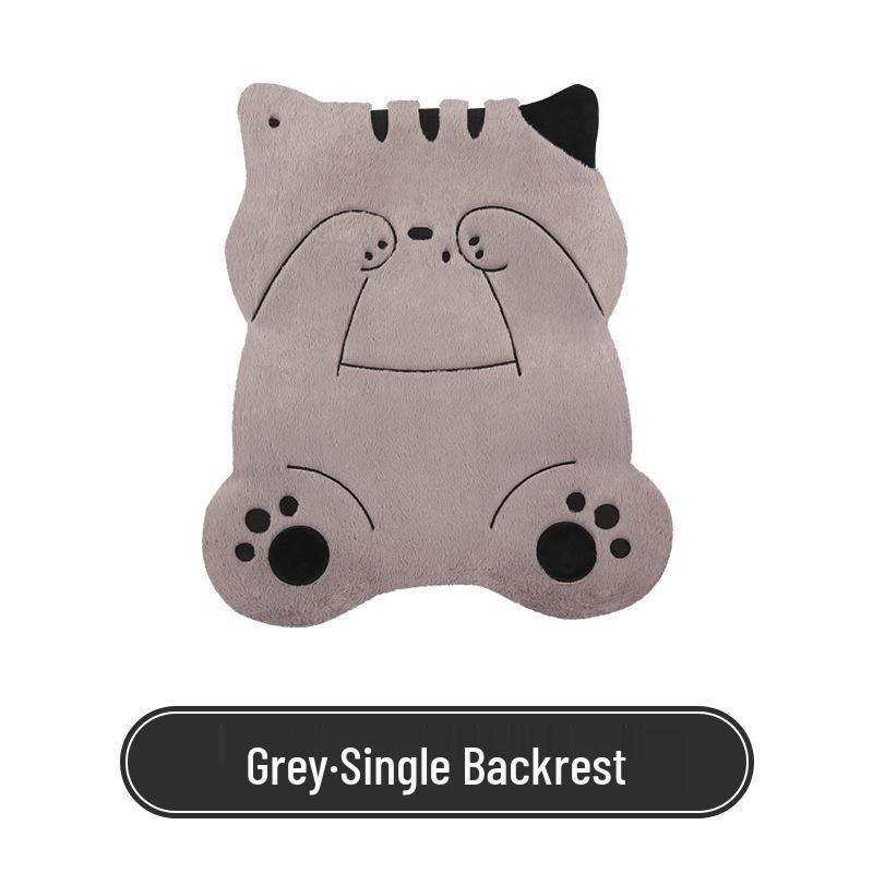 Universal Shy Cat Plush Winter Car Seat Cushion - Non-Shedding, Cartoon Design for Five Seats
