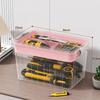 Transparent Double-Layer Toolbox Large Capacity Storage Container for Tiny Screws Jewelry Parts Home DIY Craft Organization
