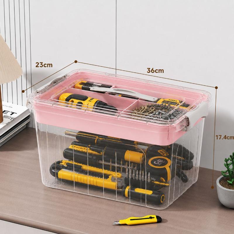 Transparent Double-Layer Toolbox Large Capacity Storage Container for Tiny Screws Jewelry Parts Home DIY Craft Organization