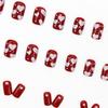 Cherry Red Heart Print Whitening Nail Stickers - 24 Pieces