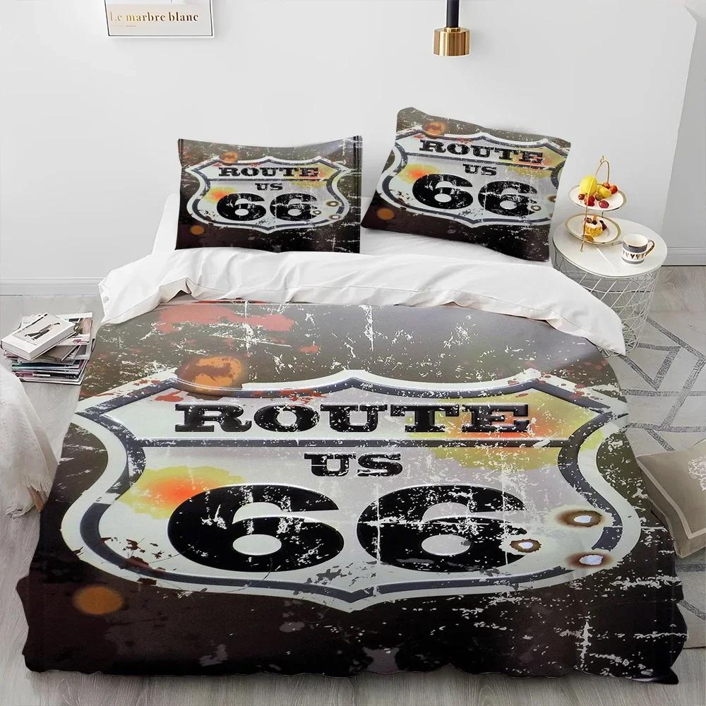 Historic Route 66,Mother Road Comfortable Duvet Quilt Cover Pillowcase Bedding Set Children Bedroom Decoration Home Textile