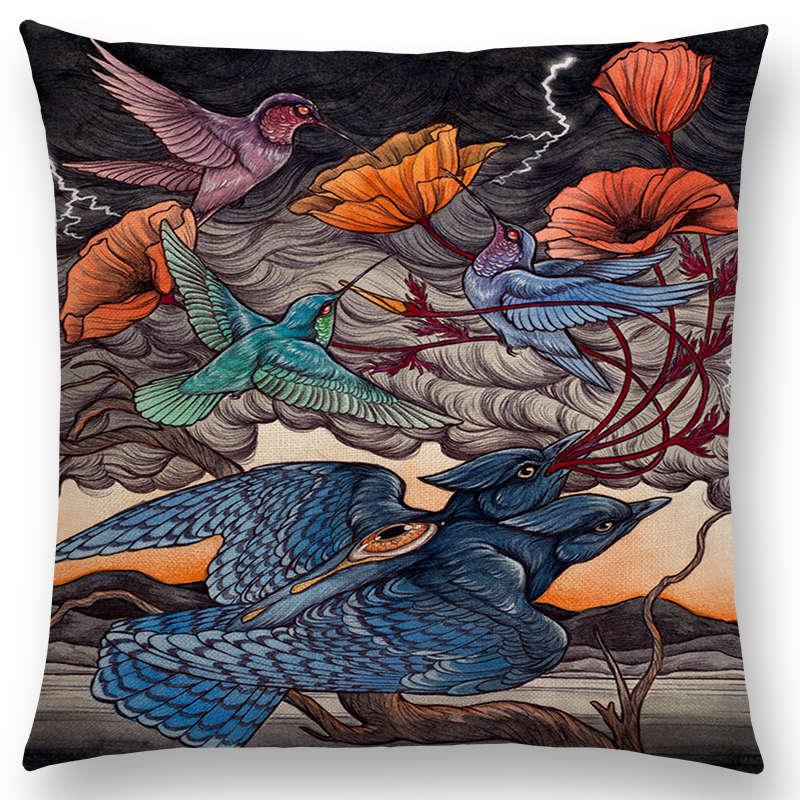 Dark Magic Creatures Mysterious Monster mythical beasts Sofa Pillow Case Cat Deer Bird Fox Tiger Snake Cushion Cover