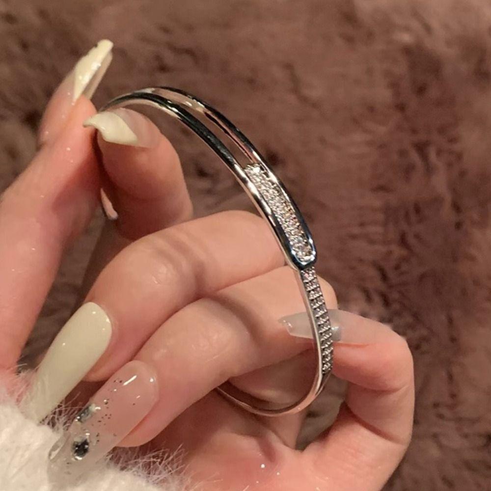 Starry Sky Opening Bangle Silver Plated Wrist Decoration Easy Matching Women Bracelet  Wedding