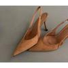 2026 Spring New Women Sandal Fashion Pointed Toe Shallow Slip on Dress Mules Shoes Thin Low Heel Slingback Sandal