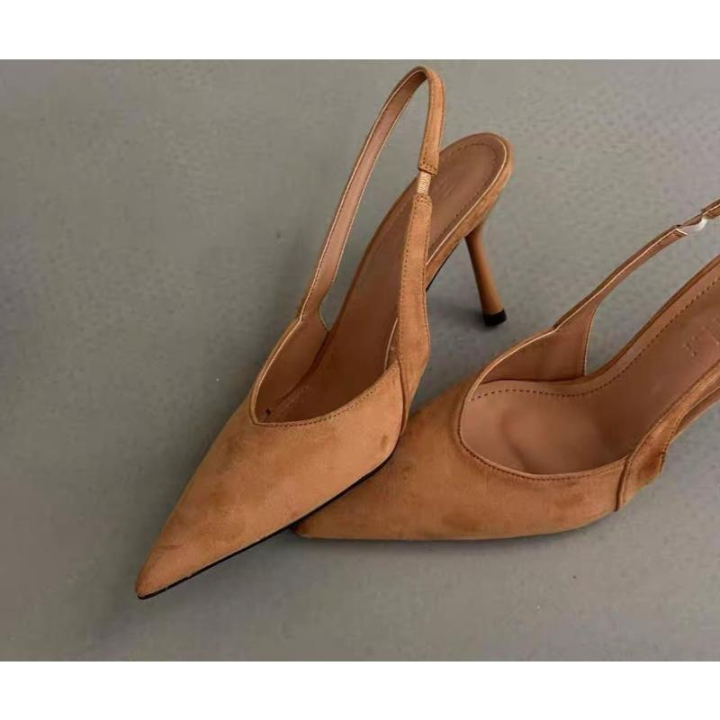 2026 Spring New Women Sandal Fashion Pointed Toe Shallow Slip on Dress Mules Shoes Thin Low Heel Slingback Sandal