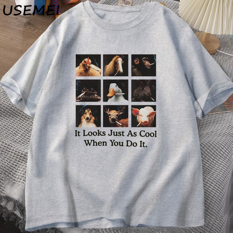 Es sieht genauso cool aus, wenn du es tust T-Shirt Unisex Damen Baumwolle Kurzarm Lustiges Meme T-Shirt Unisex Lässig Rundhals T-Shirts