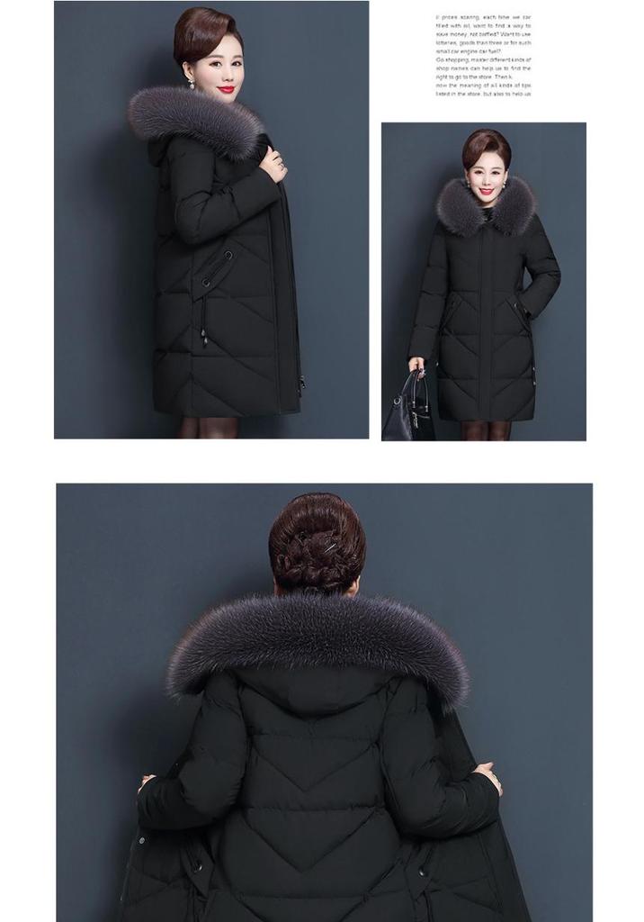Mid-Length Down Cotton Jacket for Middle-Aged and Elderly Women