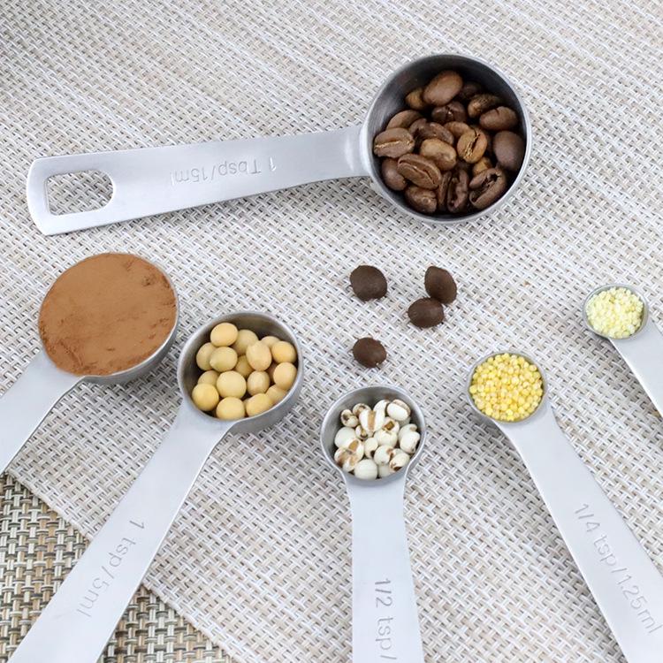 Six-Piece Stainless Steel Measuring Spoon Set for Kitchen and Baking