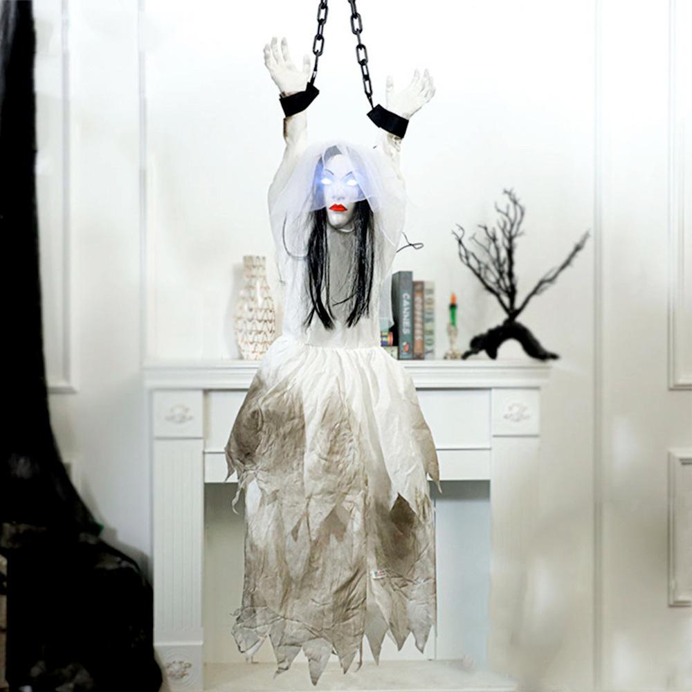 Halloween Animatronics Decoration Hanging Clown Nurse Voice Control Electric Outdoor Scary Clearance Horror Haunted House Props