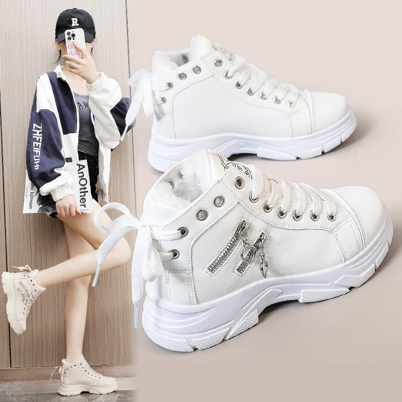 New autumn and winter warm Martin shoes high-top women's shoes cotton shoes velvet thick-soled students simple and durable