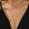 925 Silver Cross Necklace Simple Style Pendant Choker Religious Jewelry for Women Exquisite Gift