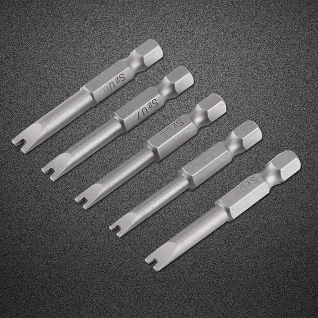 5 Pcs S2 Alloy Steel 50mm Length 1 4  Hex Shank U shaped Magnatic Screwdriver Bits Set