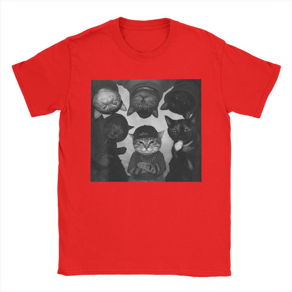 Funny Cat Meme Vintage Thug Gang T-Shirt  Harajuku T-Shirts Short Sleeve Y2K Casual Tops Summer Cotton Crewneck Oversized Tees