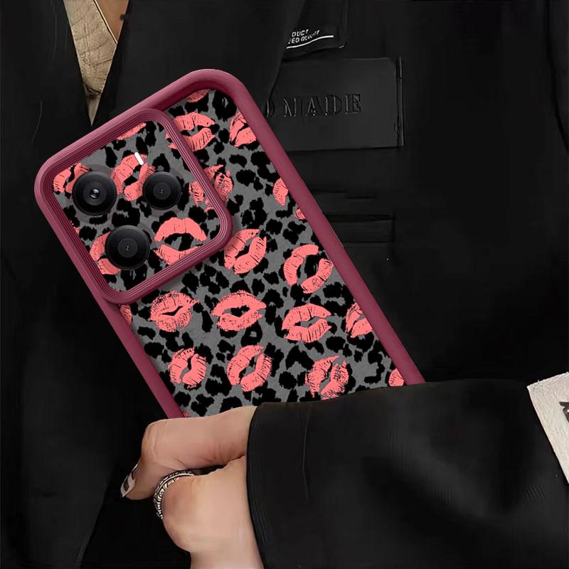 Soft TPU Phone Case For Xiaomi Redmi Note 15 14 13 Pro 4G For Redmi Note 13 14 Pro Plus 5G Pink Lips Print Silicone Back Cover