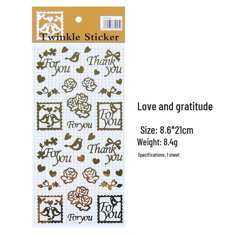 Retro Goldfolien Weihnachtsaufkleber: Katzenparadies, Garten, Englische Buchstaben - 4 Designs