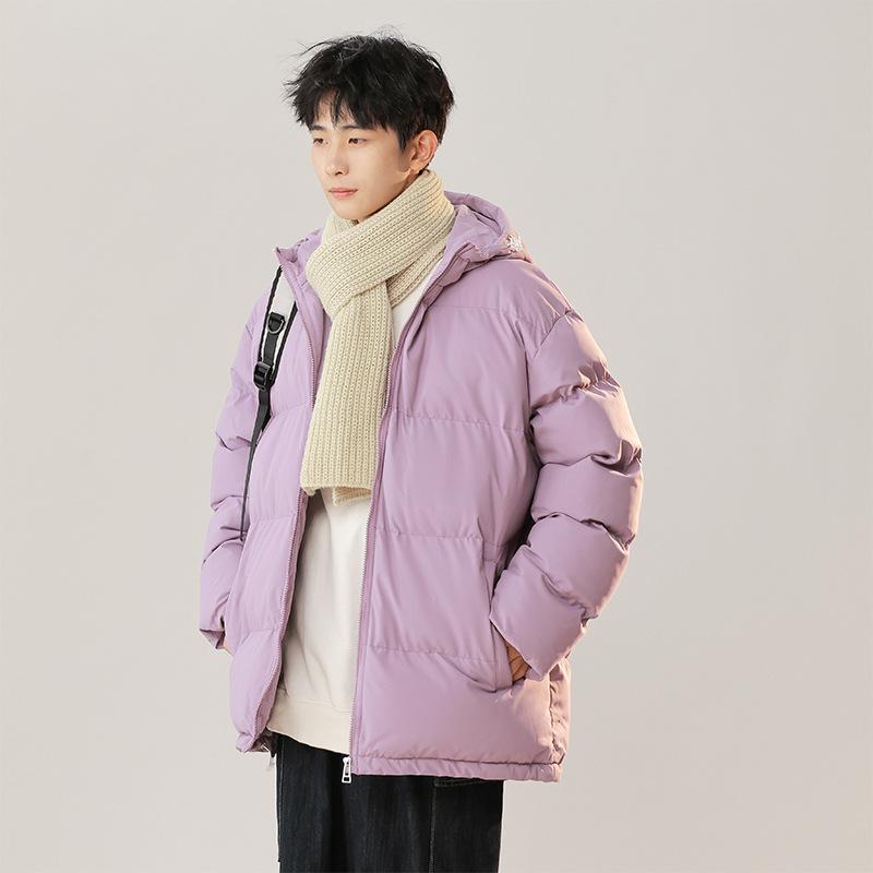 Padded Clothes Men's Candy Color Winter New Trend Loose Hooded Padded Jacket Thickened To Keep Warm