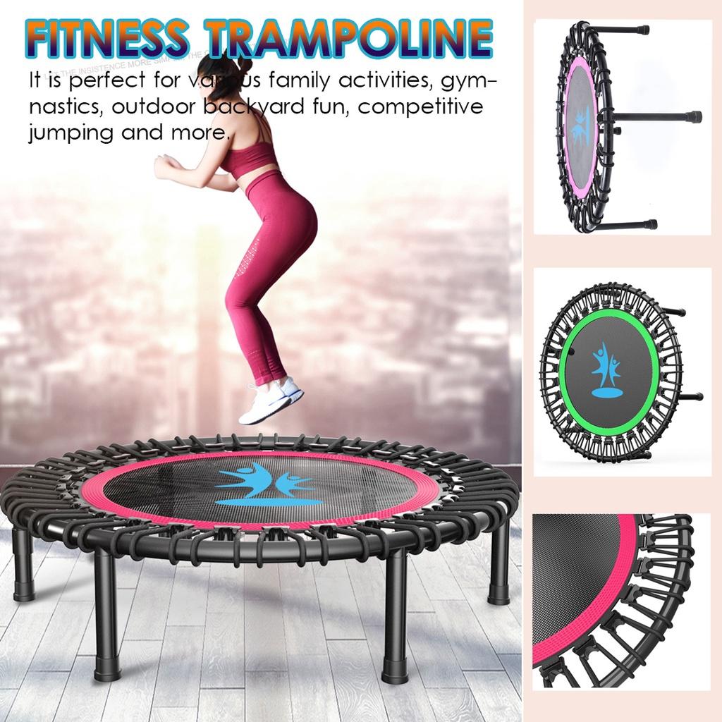 Indoor 40"" Exercise Fitness Trampoline Rebounder For Adults Child Foldable Cardio Jump Workout Stability Training Tool Rose Red/Green