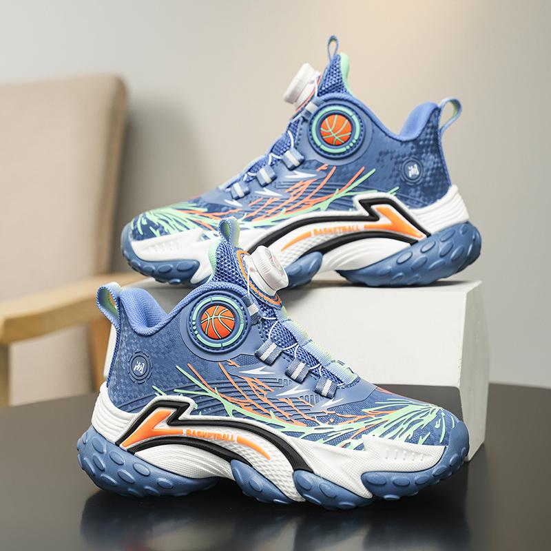Children Basketball Shoes Boy Sneaker New Design Platform Non-slip Sports Tennis Sneaker School Kids Running Shoes
