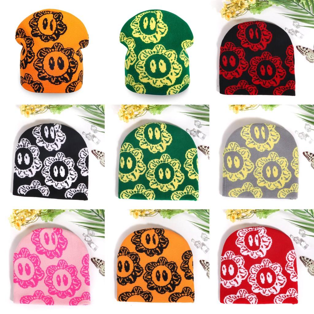 Warm Knitted Fashion Hat With Flower Embroidery Design For Daily Cold Season