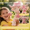 Pink Highland Cow Valentine's Day Gift, 2026 Upgraded Pink Highland Cow Plush Toy, 14-Inch Highland Cow Plush Toy