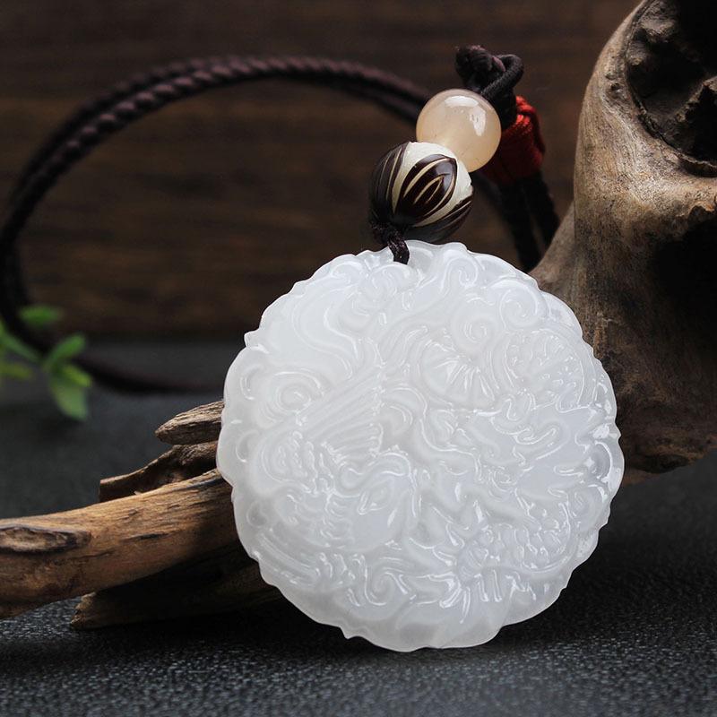 Ethnic Style Necklace Jade Buddha Brand Dragon and Phoenix Brand Pixiu Pendant Sweater Chain Long Versatile Simple Pendant Accessories Women