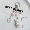 Creative Flocking Bear Bag Pendant Car Keychain Small Animal Mobile Phone Pendant For Girl Women Gift Bag Decoration